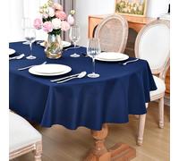 Oval Tablecloth 52 x 70 Inch Washable Polyester Table Cloth Solid Navy Blue Heavy Duty Fabric Table Cover Daily Use for Dining Home Kitchen Party Wedding
