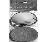 Oval Tags, Glitter and Foil Design (Silver)