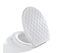 Oval Toilet Seat Soft Close,SREWOHS PRO White PP Diamond Design Toilet Seats, Quick Release with Adjustable Hinges for Easy Cleaning,Universal,Anti Slip,Heavy Duty Bathroom Bowl Seat 44.6 x 37.1 cm