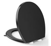 Oval Toilet Seat Soft Close - YEAUPE PRO Toulet Seats with Lid Lifter,Quick Release for Easy Clean,PP Loo Toulet for Bathroom Bowl with Adjustable Hinges,Anti-Slip,Universal Fit,44.7* 37*4.2 CM,Black