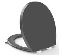 Oval Toilet Seat Soft Close - YEAUPE PRO Toulet Seats with Lid Lifter,Quick Release for Easy Clean,PP Loo Toulet for Bathroom Bowl with Adjustable Hinges,Anti-Slip,Universal Fit,44.7* 37*4.2 CM,Grey