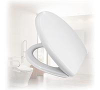 Oval Toilet Seat, with Grip-Tight Bumpers, Quiet-Close Seat, Quick-Release Hinges, Never Come Loose, Elongated, Durable Plastic, White