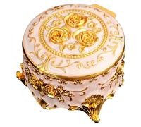 Oval Trinket Box - Oval Small Metal Trinket Box,Treasure Box with Relief Patterns for Earrings, Bracelets, Rings, Necklaces