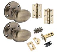 Oval Unsprung Mortice Door Knob - Antique Brass - Complete Door Pack - Internal - Designer Levers