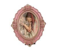 Oval Vintage Photo Frame 6.50x8.27 Inch Resin Card Display Holder Stand for Wall Hanging or Tabletop Wedding Office Farmhouse Decor