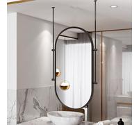 Oval Wall Mirror with Ceiling Mount Decorative Black Metal Frame Bathroom Mirror for Vanity & Makeup 50cm x 70cm Stylish Hanging Design for Home Decor