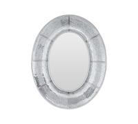 Oval Wall Mirror With Mosaic Glass Frame, Decorative Boutique Mirror With Smooth Curved Design, MDF Mirror Premier Housewares Silver One Size