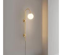 Oval Wall Sconces, d Bathroom Vanity Light Fixtures, Modern Brushed Brass Finish Wall Lighting with Clear Glass Shade, G9 Wall Lamp for Bedroom Living Room Hallway Over Mirror