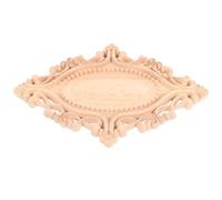 Oval Wood Carved Applique Rubber Wood Khaki Adhesive Decor