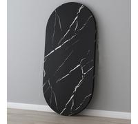 Oval Wood Dining Table Top Replacement 20" 24" 31" 40" Portable Black Marble Coffee Tabletop for Indoor/Outdoor Bistro 60x40cm (24"x16")