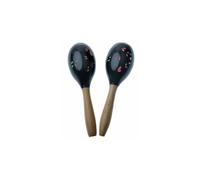 Oval Wooden Rattle 19cm - Black, Soft Sound & Subtle Floral Detail