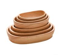 Oval Wooden Tray Dinner Plates Tableware Bowl For Dishes Snacks Dried Fruits, Exquisite Craftsmanship, Elegant and Design(17x9.5x4.5cm)
