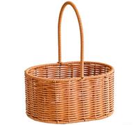 Oval Woven Rattan Flower Basket 21cm With Waterproof Liner For Storage | Handwoven for pe rattan basket with plastic lining suits flowers plants or organizing small items Size 21.5x16x11cm for