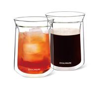 ovalware Double Wall Insulated Glass Cup - Borosilicate Glass Four Coffee, Tea, Whisky, Cocktails & All Beverages - Minimalistic & Durable Double-Wall Drinking Mug - 350ml / 12oz (Set of 2)