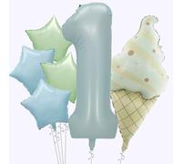 Ovanda 1st Birthday Boy Ice Cream Foil Balloon, Blue Balloon Birthday Decoration 1 Year, Foil Balloon 1 Birthday Decoration, Decoration 1st Birthday Boy Balloons, 1 Year Birthday Boy Balloons