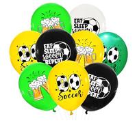 Ovanda Pack of 18 Football Balloons, Football Decoration Birthday Boy Girl, Football Theme Party Decorations, Latex Balloons, Football Balloon Helium, World Cup Sports Theme Party Decoration, Football