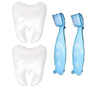 Ovanda Tooth and Toothbrush Balloon Set, 4 Pieces Foil Balloons with 2 Tooth Balloons and 2 Toothbrushes, Dental Decoration for Dental Practice, Tooth Fairy Party, Children's Birthday, School, Nursery