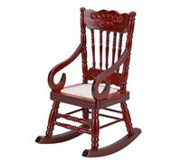 OVAQUIXI 1:12 Scale Miniature Rocking Chair, Wooden Brown