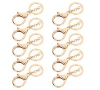 OVAQUIXI 10Pcs Alloy Keychain Lobster Clasp Hook Durable Anti-Fade Key Ring Bag Pendant Key Chain Bag Charm Holder with 2.5cm Ring for Keys Clothing Accessories (Gold)
