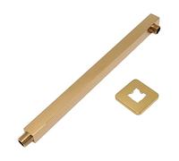 OVAQUIXI 16 Inch Wall Mounted Shower Arm Extension Arm 304 Stainless Steel Integrated Leakproof Thickened Design Brushed Gold Finish for Rainfall Shower Head