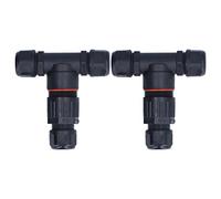 OVAQUIXI 3 Channel Junction Connector T Shape Design for Outdoor Lighting Applications Includes 2 Units (Two in, two out)