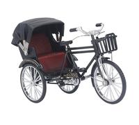OVAQUIXI 3 Wheel Retro Alloy Rickshaw Model Lifelike Collectible Toy for Desktop Home Decor