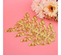 OVAQUIXI 4-Piece Embroidered Cloth Patches, Gold and Silver Feng Word Design with Pagoda Shape, 3.1x7.1 to 4.3x8.7 Inches, DIY Fashion Accessories for Clothing Decoration (Golden Word feng)