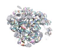 OVAQUIXI 400 Pcs Resin Flatback Rhinestones, Teardrop Sew On Crystals with 2 Holes for Secure Stitching, Brilliant Shine No Watermarks, for Crafts Clothes Bags Shoes Decorations