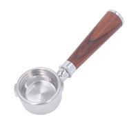 OVAQUIXI 58mm Bottomless Portafilter Stainless Steel Wood Handle Double Ears Bottomless Coffee Portafilter with 58mm Filter Basket for Coffee Machine (Type A Red Branch)