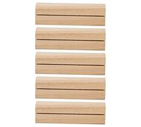 OVAQUIXI 5Pcs Wooden Business Card Holder Photo Display Stand Table Menu Sign in Supplies with Solid Wood Base for Wedding Restaurant Home Office Decoration (Light)
