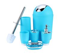 OVAQUIXI 6Pcs Bathroom Accessory Set, Resin, Bin, Soap Dish, Dispenser, Tumbler, Toothbrush Holder for Home Decor Gifts