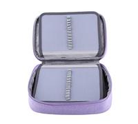 OVAQUIXI 72 Slots Multifunction Foldable Fabric Pencil Case Organizer Pen Bag with Handle Strap and Elastic Slots for Art Supplies Colored Pencils Students Artists (Purple)