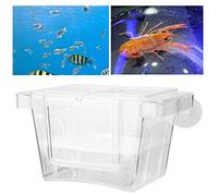 OVAQUIXI Acrylic Aquarium Fish Breeder Box Transparent Fish Breeding Box with 2 Room Divider Self Floating Wall Mounted Hatchery for Marine Shrimp Clownfish 12.5 X 7 X 7cm