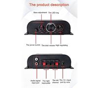 OVAQUIXI AK170 Portable Sound Amplifier, Compact Size Audio Power Amplifier with LED Knobs, 20W Power for Car and Home Use