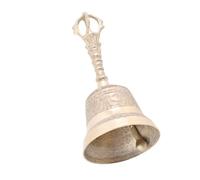 OVAQUIXI Brass Hand Bell for Tea Meditation Prayer & Spiritual Singing 7.6x16.5cm with Smooth Handle for Restaurants Shops Holiday Gifts (As Shown)