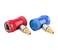 OVAQUIXI Brass Quick Adapter Set for R1234yf Refrigerant, A/C Charging Diagnostic Tools, Blue and Red Hardware for Recovery and Evacuation