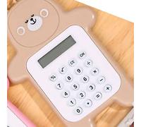 OVAQUIXI Cartoon Bear Mini Calculator 8 Digit Portable Cute Small Pocket Calculator with Rubber Buttons for Kids Students (Yellow)
