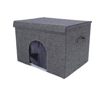 OVAQUIXI Cat Cooling House, Foldable Pet Bed with Ice Pack for Indoor and Outdoor Use, Soft Oxford Fabric Cat Cave with Charming Design, 50x35.5x39cm (Dark Grey)