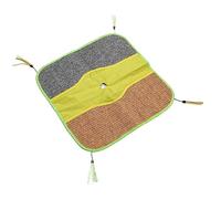 OVAQUIXI Cat Scratch Play Mat, Sisal Material with Interactive Teasing Strings and Non-Slip Back for Indoor Kittens 17.7x17.7in