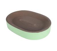 OVAQUIXI Cat Scratcher Bed, Oval Corrugated Paper Cat Scratch Board and 2 in 1 Design for Claw Grinding, with Comfortable Resting Spot for Cats (Green)