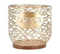 OVAQUIXI Coffee Pod Holder, Mug Shaped Storage Basket for Coffee Tea Sugar Packets, Kitchen Office Countertop Decor (Gold)