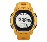 OVAQUIXI Digital Sports Watch, Alarm Running Timer with Stopwatch Countdown Dual Time, for Men Students (Yellow)
