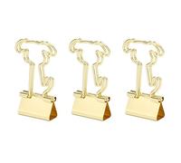 OVAQUIXI Dog Clips Office Stationery Medium Clamp/Holder Metal Gold Shape Cute Fold Back Clamps for Document 100pcs