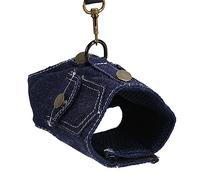 OVAQUIXI Dog Denim Jacket Harness, Breathable Mesh Dog Vest Harness with Nylon Leash, Vest Design Helps Reduce Neck Strain, Soft Fit for Small Dogs and Cats Daily Walking Training (L)