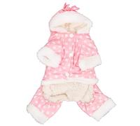 OVAQUIXI Dog Winter Coat, Classic Dots Design Hoodie, Soft Polyester Cotton Blend, Warm Winter Jacket for Small and Medium Dogs (XL)