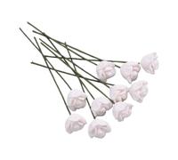 OVAQUIXI Dollhouse White Roses, 1:12 Scale 10 Pcs Bendable Stems | Flexible Wire Stems, Shape Without Tools, 0.39in Resin Blooms, For Mini Wedding Scenes, For Crafters