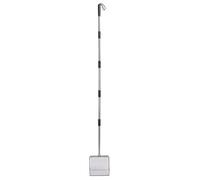 OVAQUIXI Extended Handle Litter Scoop, Stainless Steel Non Stick Heavy Duty Pet Poop Shovel with Retractable Push Lock Design, for Chicken Coop Livestock Farms