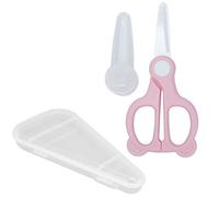OVAQUIXI Finger Friendly Baby Food Ceramic Scissors for Infant Feeding Aid, Portable and Easy to Cut Toddler Food, Hygienic and Easy to Clean, Suitable for Baby Supplies Household Use (Pink)