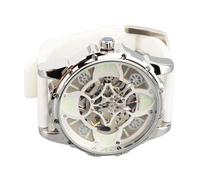 OVAQUIXI Four Leaf Clover Skeleton Watch Unique Design Automatic Mechanical Movement for Men’s Casual Wear (Silver White)