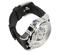 OVAQUIXI Four Leaf Clover Skeleton Watch Unique Design Automatic Mechanical Movement for Men’s Casual Wear (Silver Black)